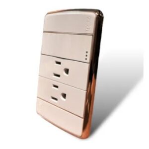 CONTACTO DUPLEX Y APAGADOR SENCILLO BLANCO DORADO