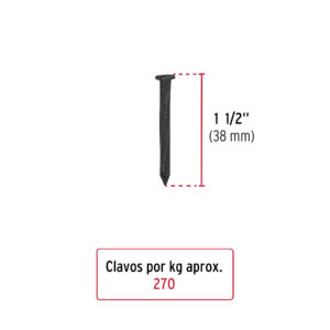 BOLSA CON 1KG DE CLAVOS PARA CONCRETO DE 1 1/2″