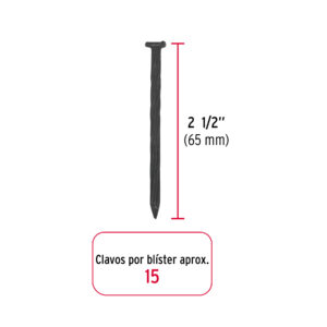 BLISTER CON 15 CLAVOS DE CONCRETO 2 1/2″