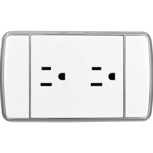 CONTACTO DUPLEX BLANCO PLATA