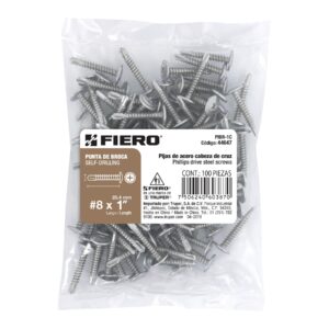 BOLSA CON 100 PIJAS CABEZA CRUZ, P/ DE BROCA 1"