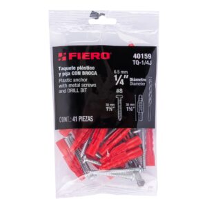 KIT DE 20 TAQUETES 1/4" Y PIJAS #8 C/ BROCA